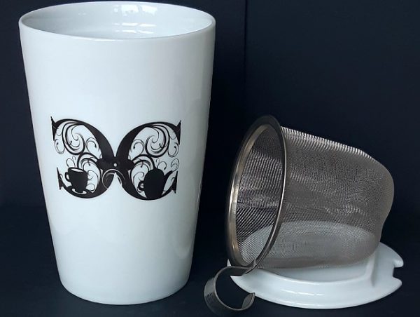 White Porcelain Mug with Stainless Steel Infuser 300ml
